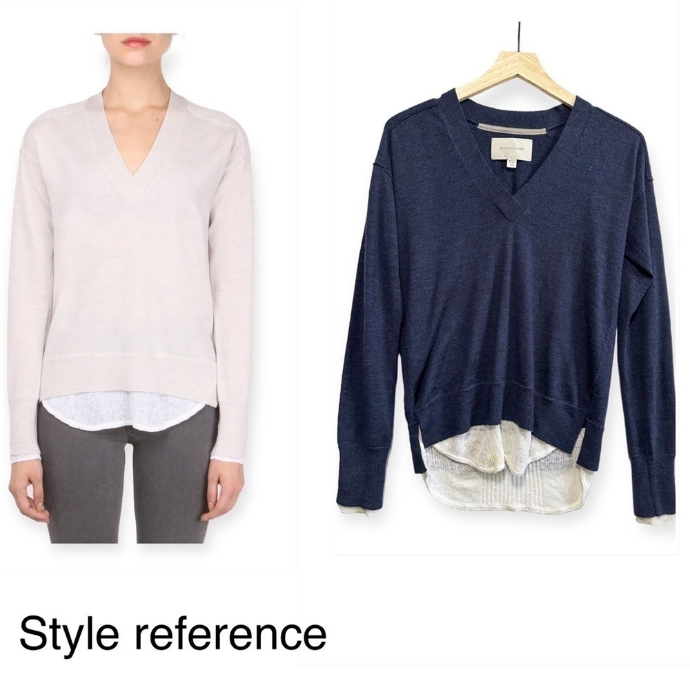 Brochu Walker Wool/Linen Layered Pullover V neck Sweater, Size XS